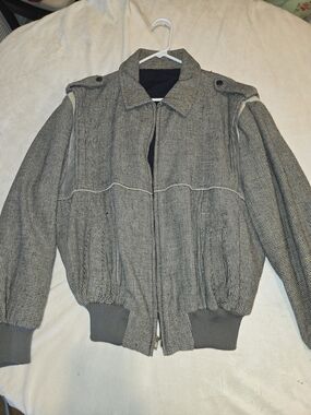 rave Black and White Textured Bomber Jacket